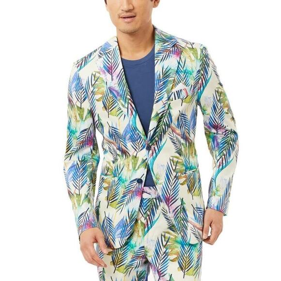 Tallia Men's Slim-Fit Stretch Suit Jacket Blazer Blue/Cream Small NWT - Picture 5 of 7